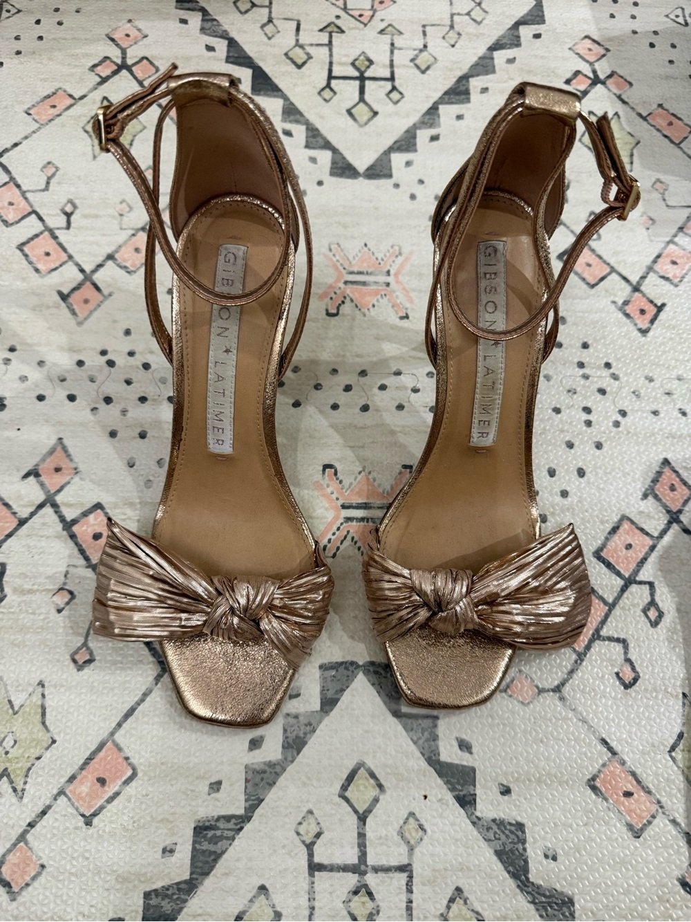 Gibson Latimer Rose Gold Knotted Ankle-Strap Heels